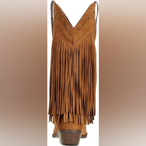 Walnut Brown Fringe Boho Western Boots - Picture 2 of 5